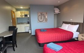 Up stairs, kitchenette with little fridge